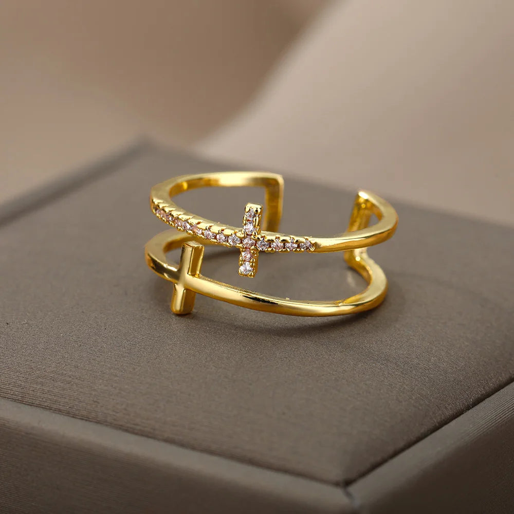 Vintage Gold Cross Ring
