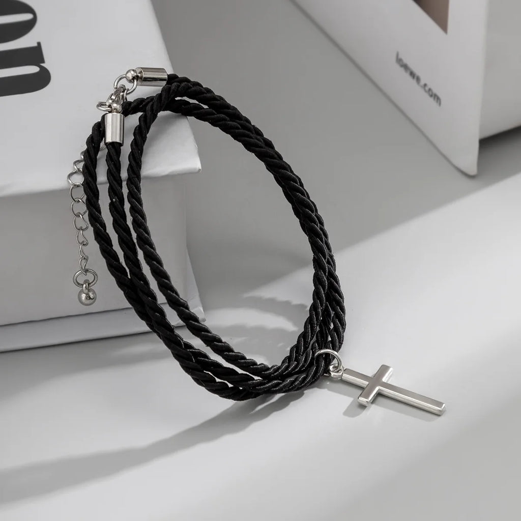 Alloy Cross Rope Bracelet