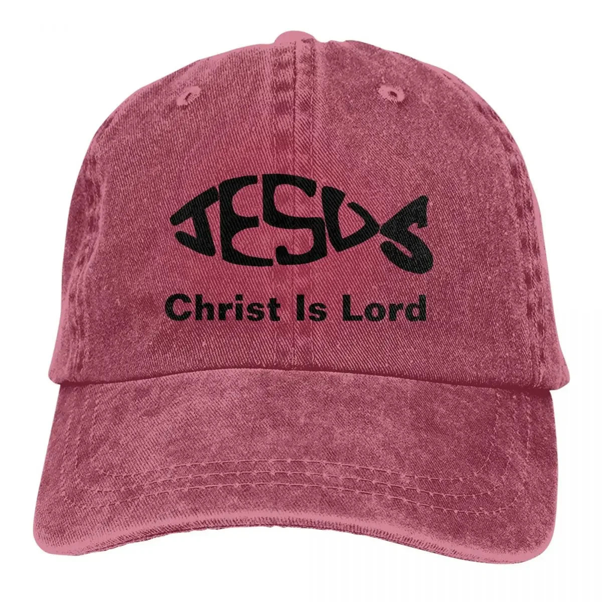 Jesus Fish Distressed Denim Cap