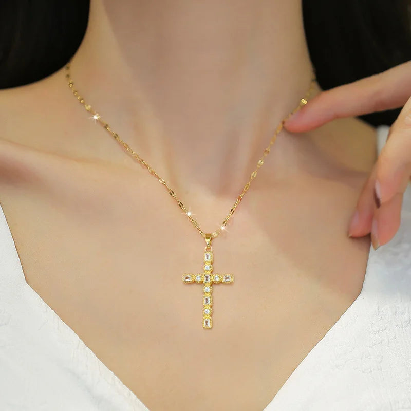 Stainless Steel Cross Pendant Necklace