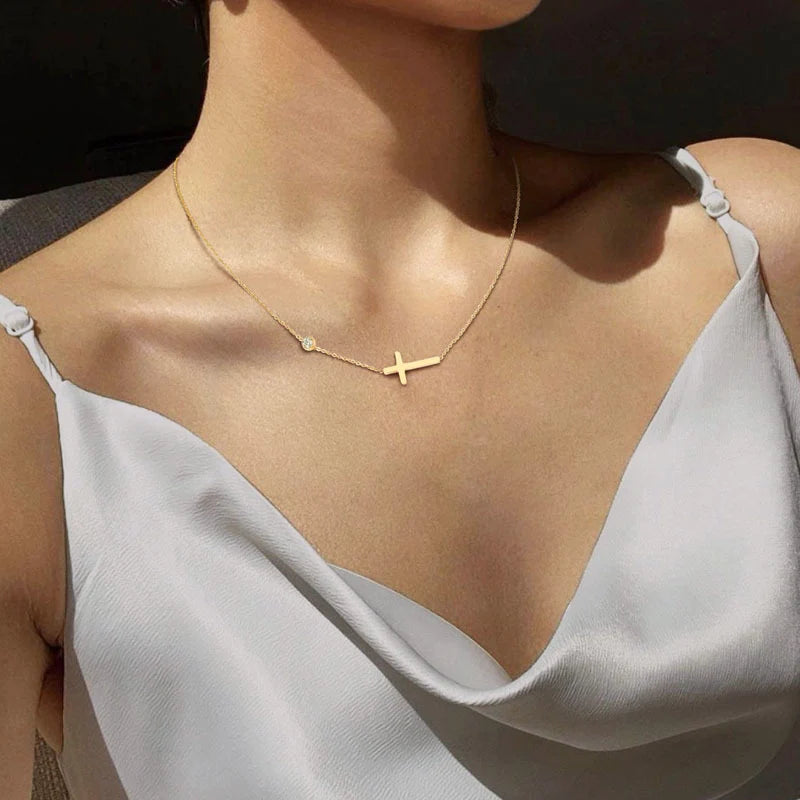 Sideways Cross Necklace