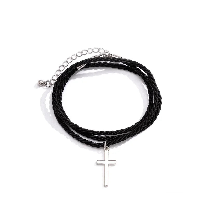 Alloy Cross Rope Bracelet
