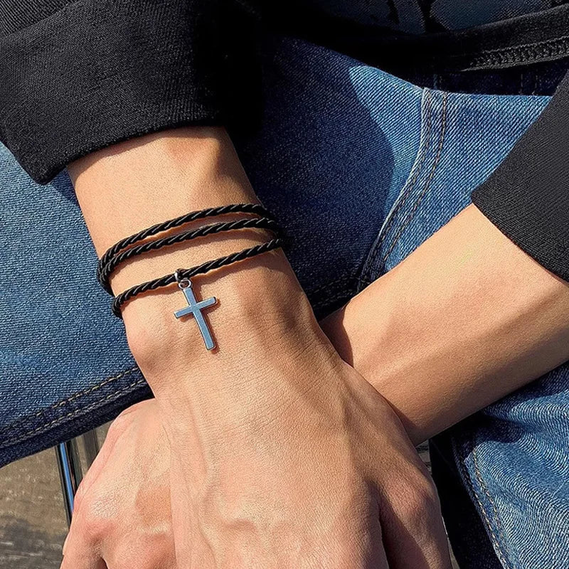 Alloy Cross Rope Bracelet