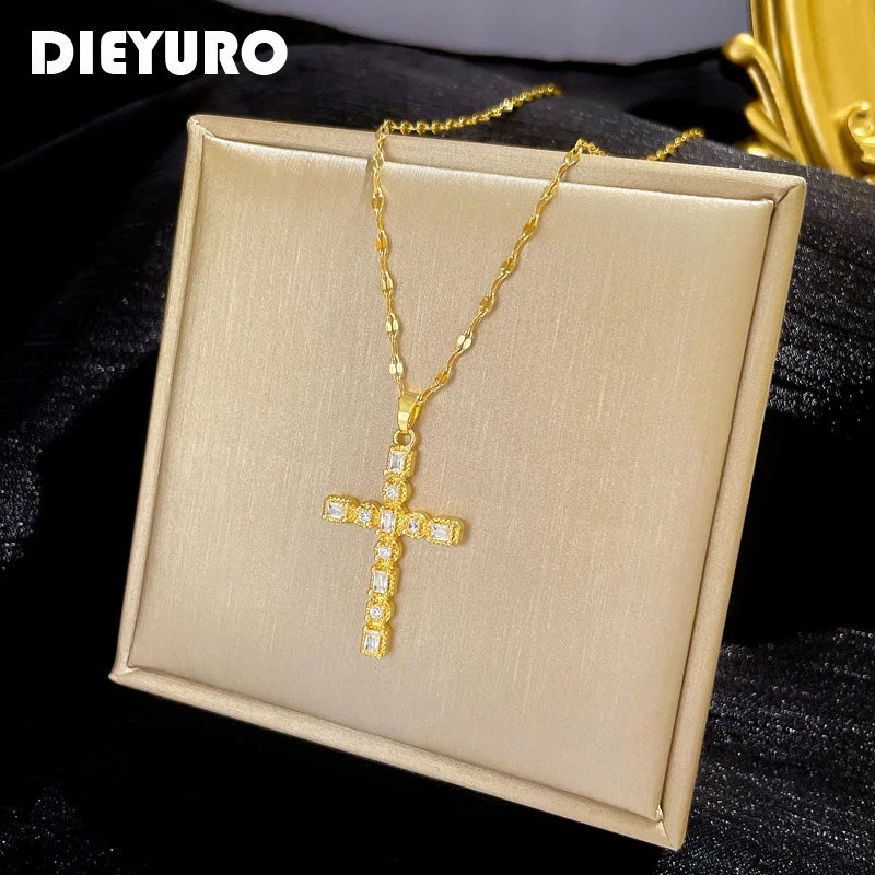 Stainless Steel Cross Pendant Necklace
