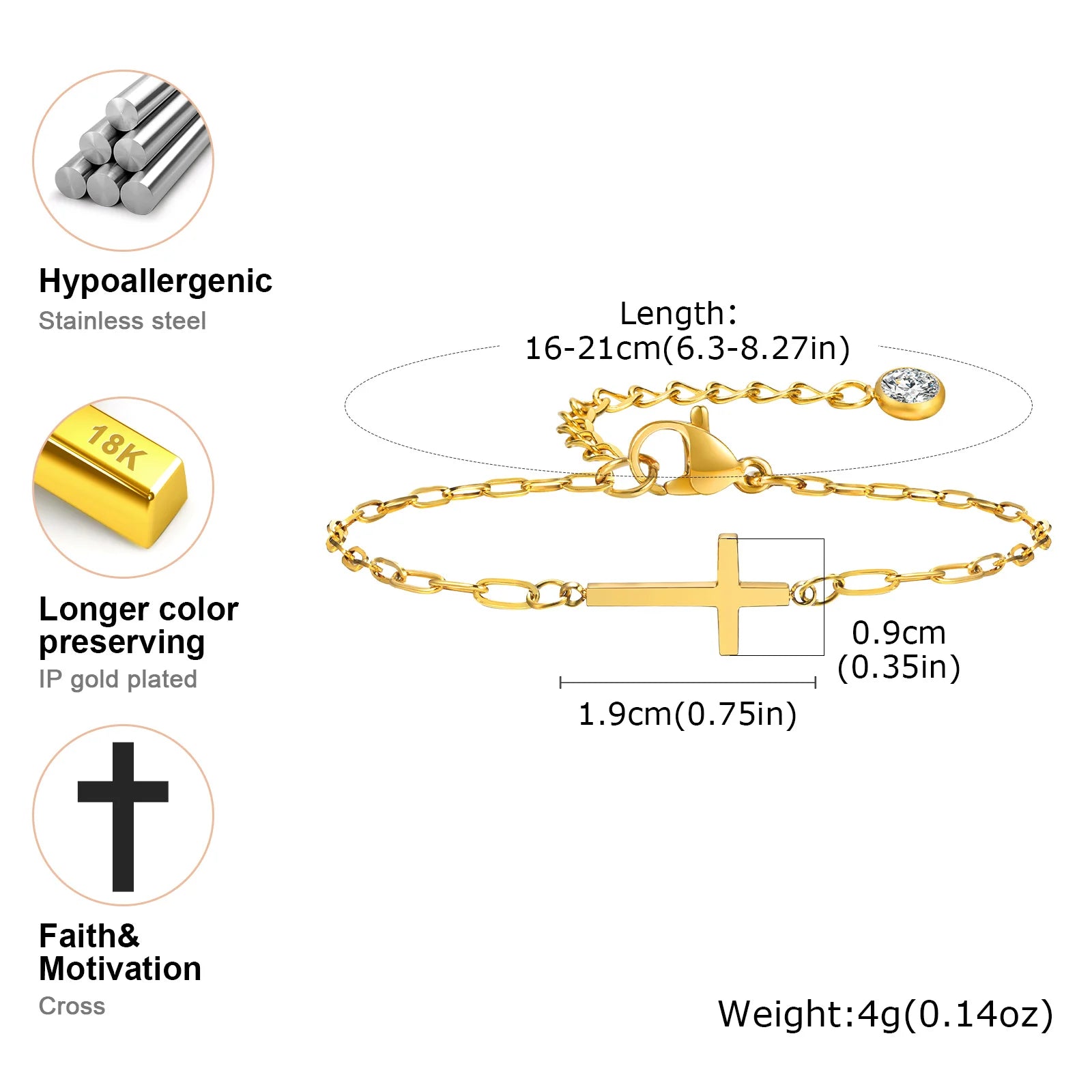 CZ Christian Cross Bracelet