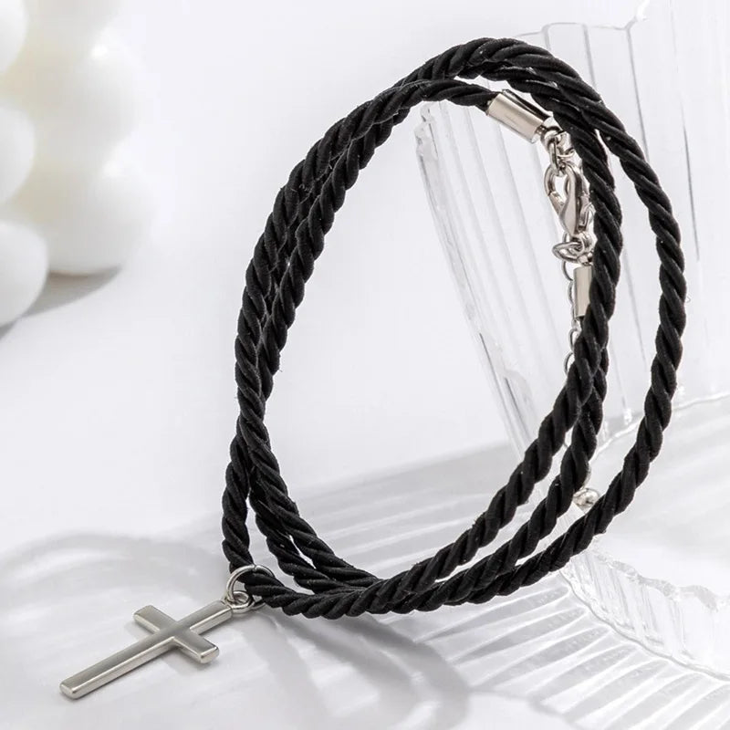 Alloy Cross Rope Bracelet