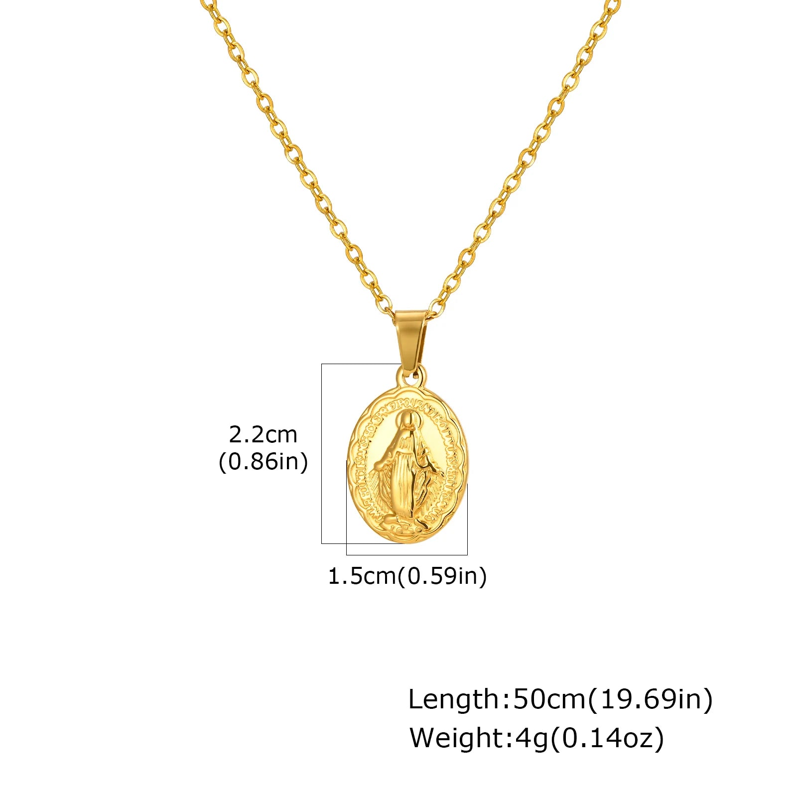 18K Virgin Mary Pendant Necklace