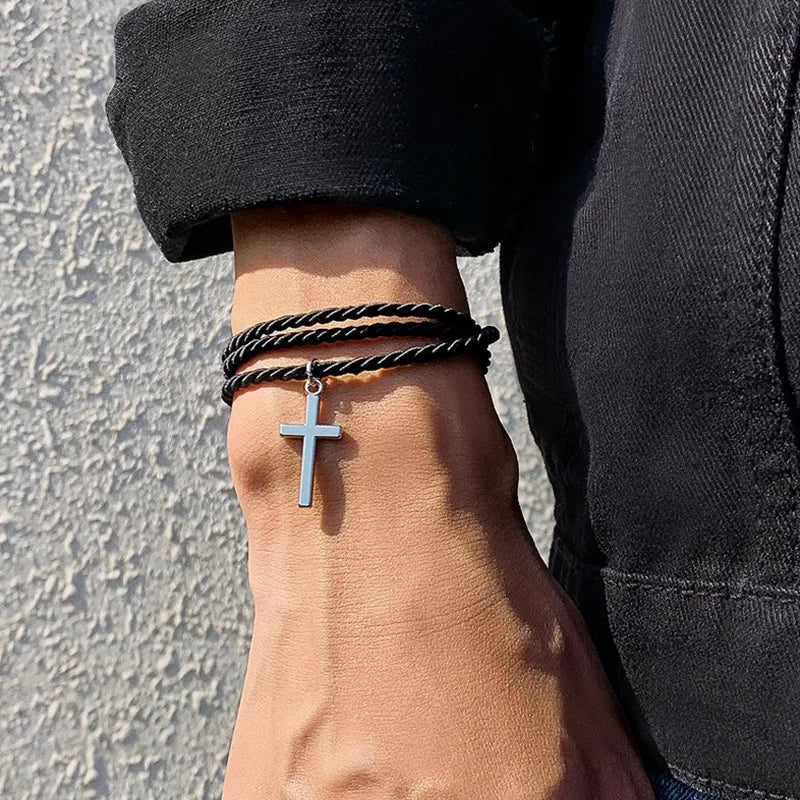 Alloy Cross Rope Bracelet